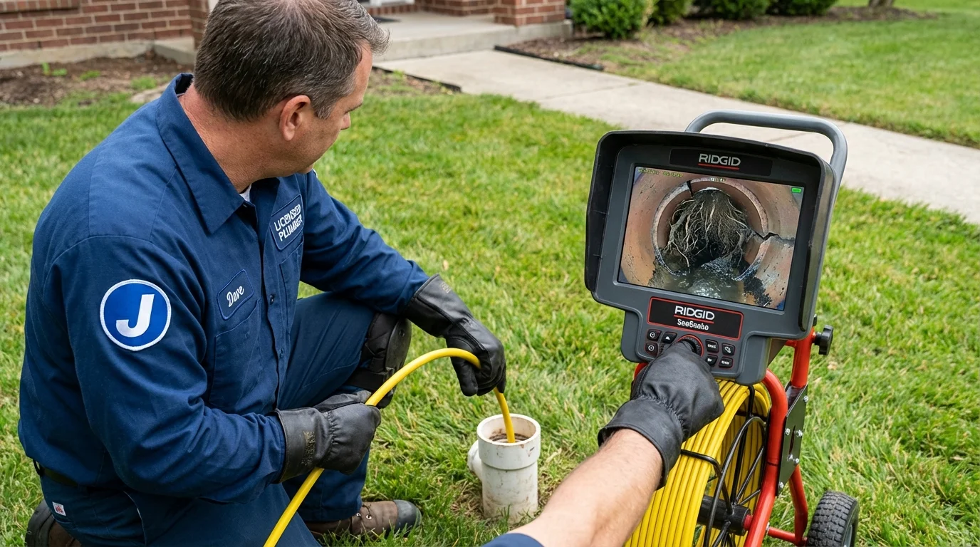 Sewer camera inspection being performed by Johns Plumbing LLC in Erick