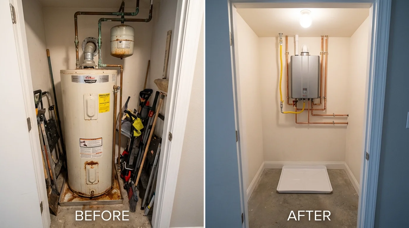 Tank water heater versus wall-mounted tankless unit comparison for Erick, OK homeowners